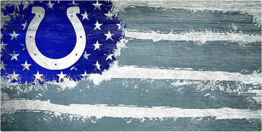 Indianapolis Colts "Flag Themed" Wood Signs 6"x12"