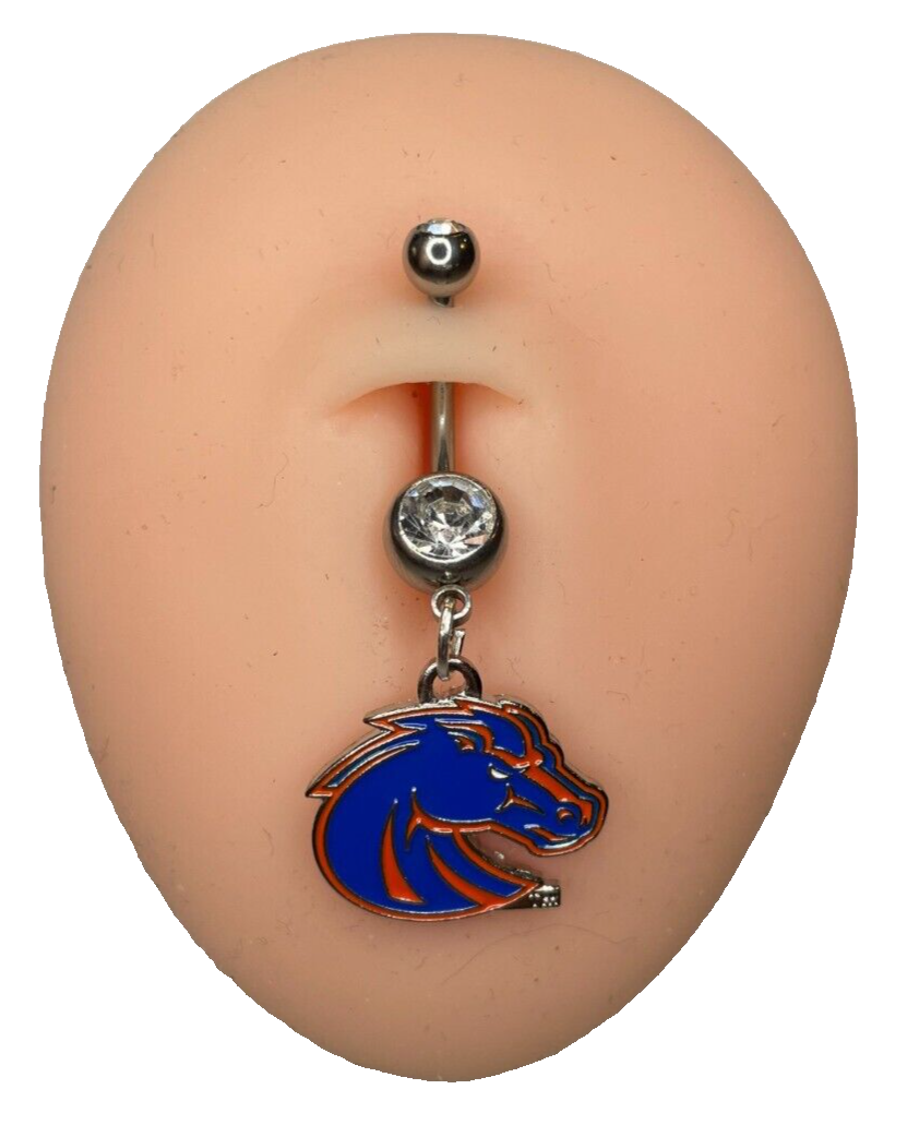 Boise State Broncos Double Gem Surgical Steel Navel Ring Belly Piercing