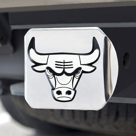 Chicago Bulls Hitch Cover - Heavy Duty Chrome  - 3.4" x 4"