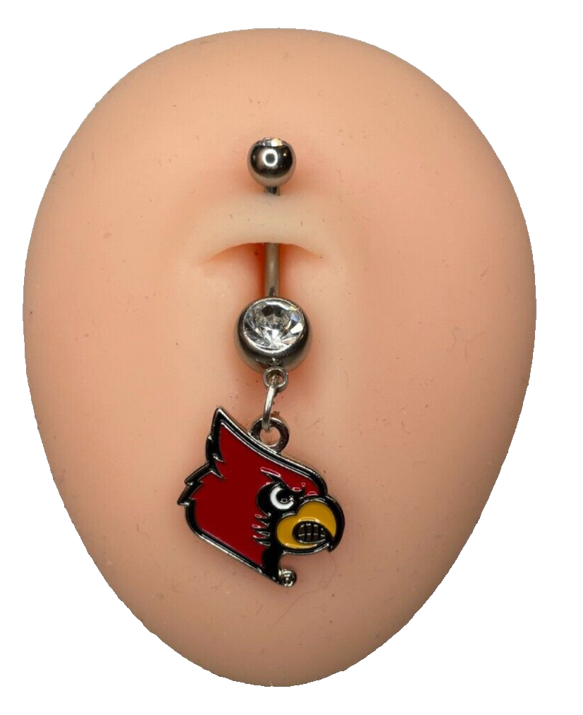 Louisville Cardinals Double Gem Surgical Steel Navel Belly Piercing