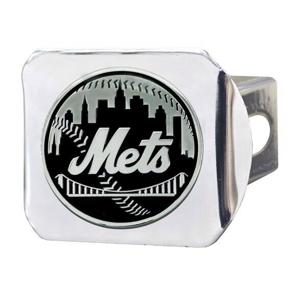 New York Mets Hitch Cover - Heavy Duty Chrome  - 3.4" x 4"