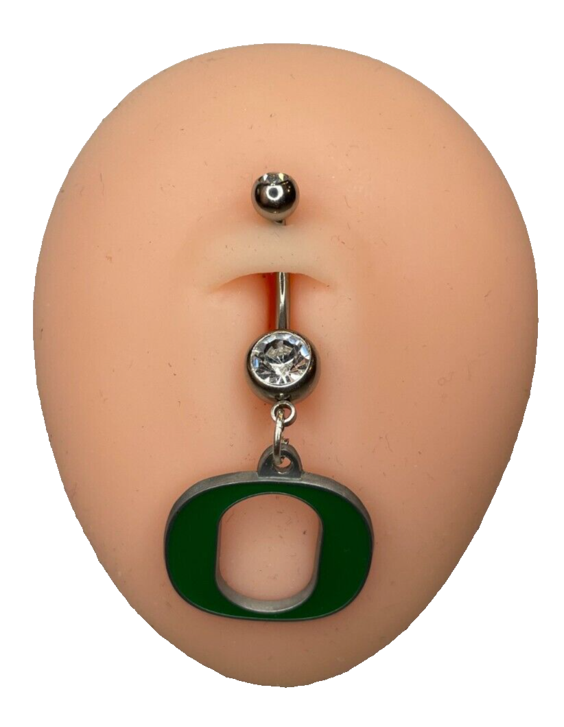 Oregon Ducks Double Gem Surgical Steel Navel Belly Piercing