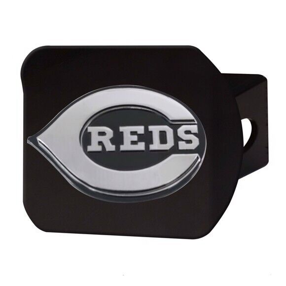 Cincinnati Reds Hitch Cover - Heavy Duty Black - 3.4" x 4"