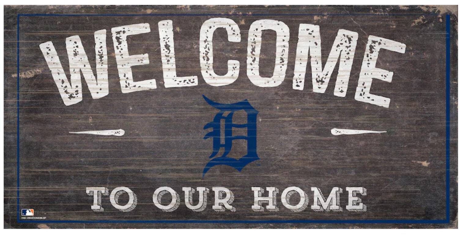 Detroit Tigers "Welcome Home" Wood Signs 6"x12"