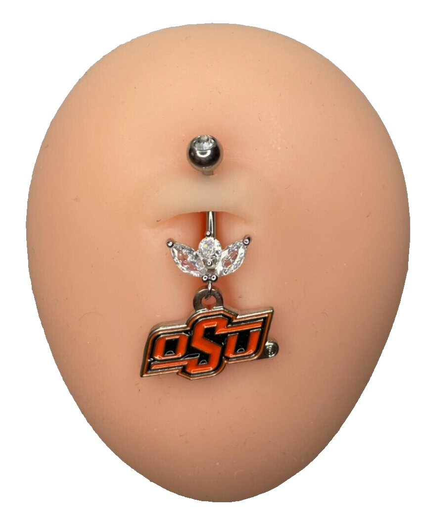 Oklahoma State Cowboys Steel Ring Marquise Sprout Belly Piercing Hypoallergenic