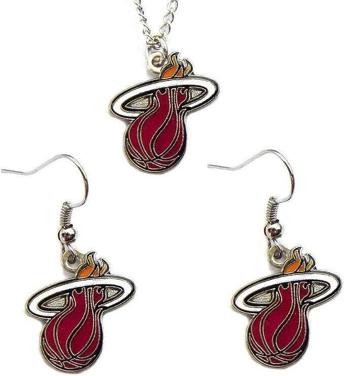 Miami Heat Dangle Earrings & Necklace Set