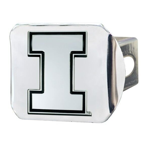 Illinois Fighting Illini Hitch Cover - Heavy Duty Chrome  - 3.4" x 4"