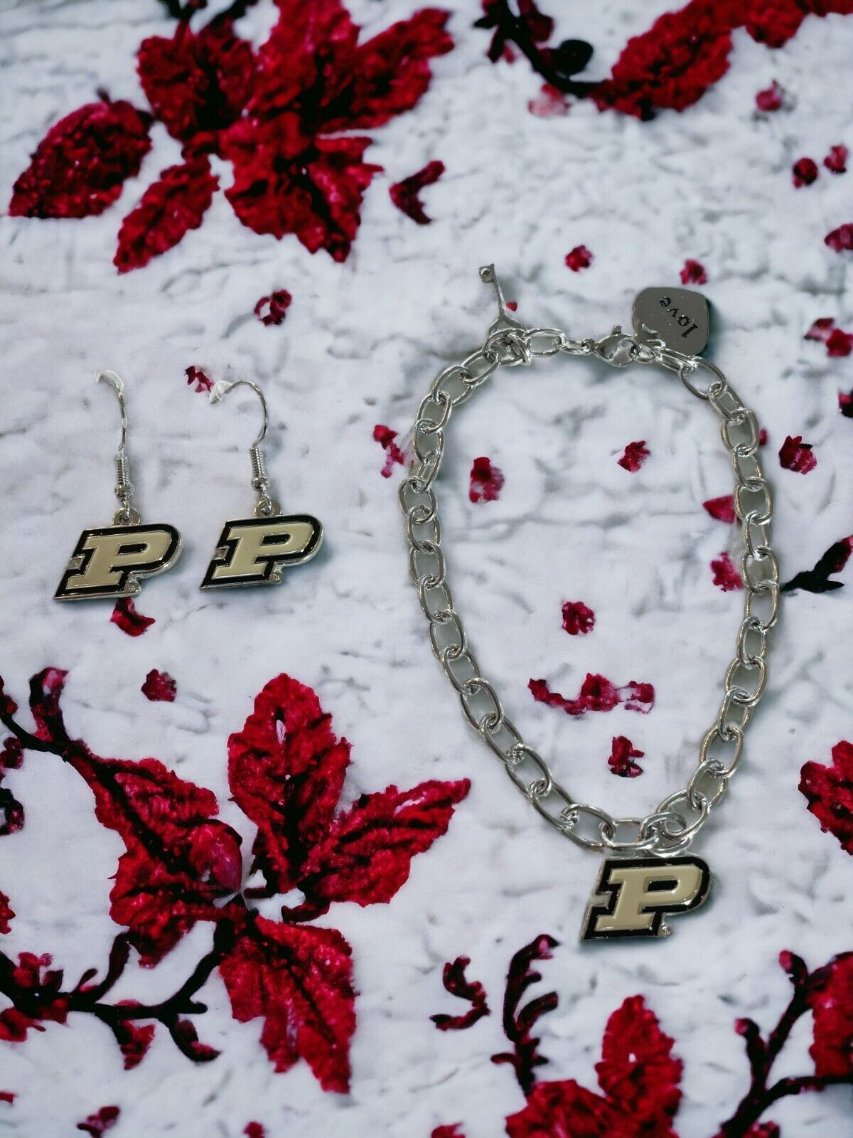 Purdue Boilermakers Bracelet and Dangle Earrings-Stainless Steel