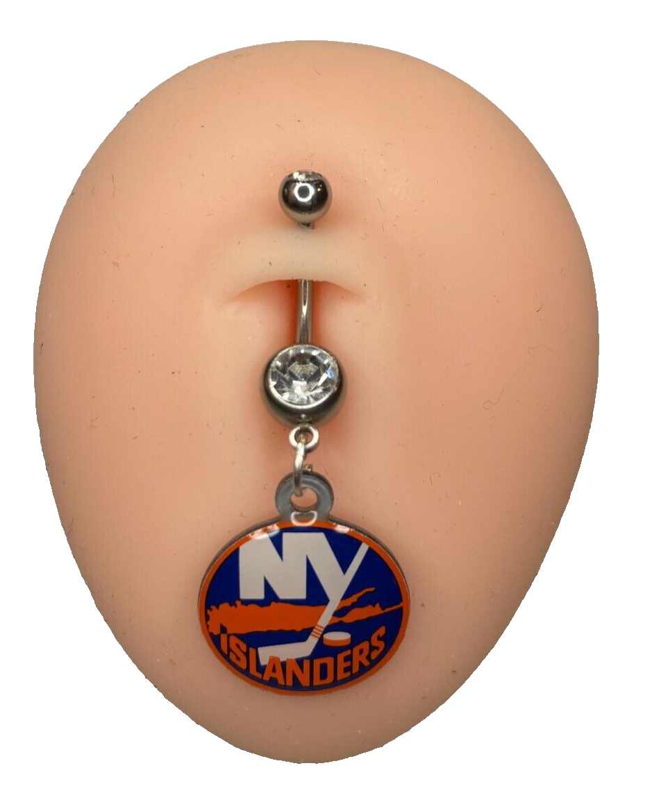 New York Islanders Double Gem Surgical Steel Navel Ring Belly Piercing