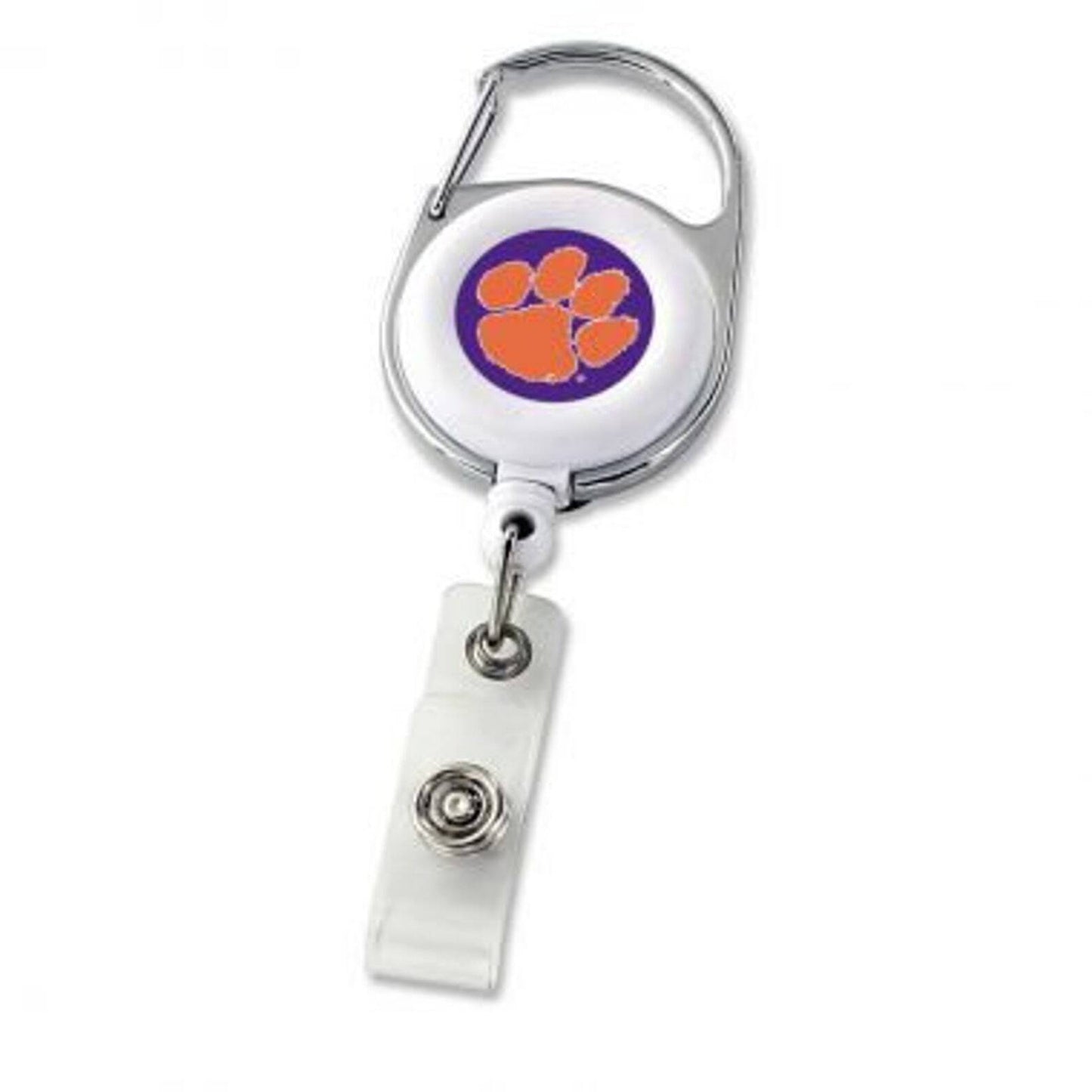 Clemson Tigers 24 inch Heavy Duty Retractable Nylon Cord Carabiner Clip