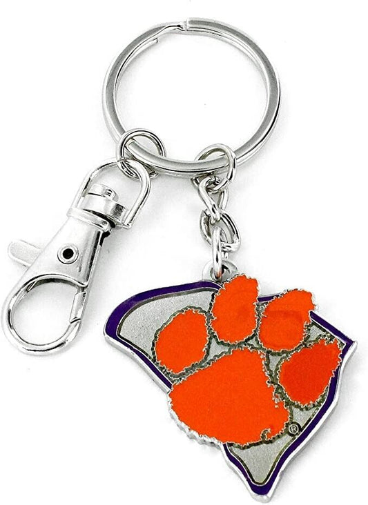 Clemson Tigers State Design Heavyweight Metal Keychain Keyrings