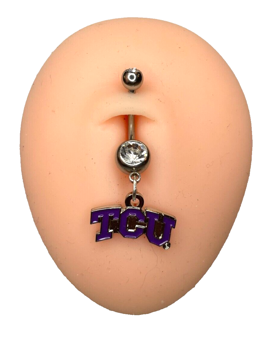 TCU Horned Frogs Double Gem Surgical Steel Navel Belly Piercing