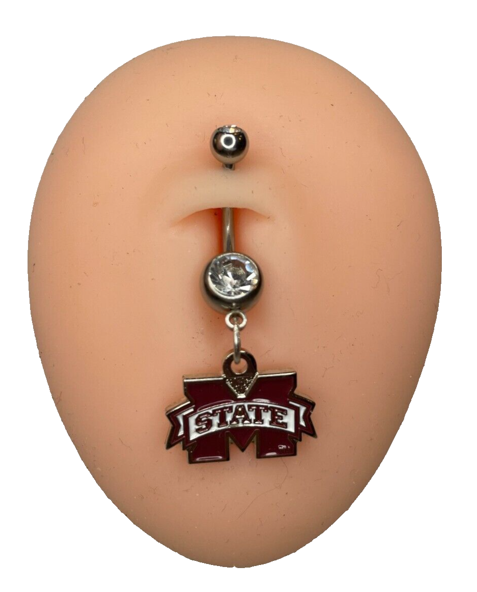 Mississippi State Bulldogs Double Gem Surgical Steel Navel Belly Piercing