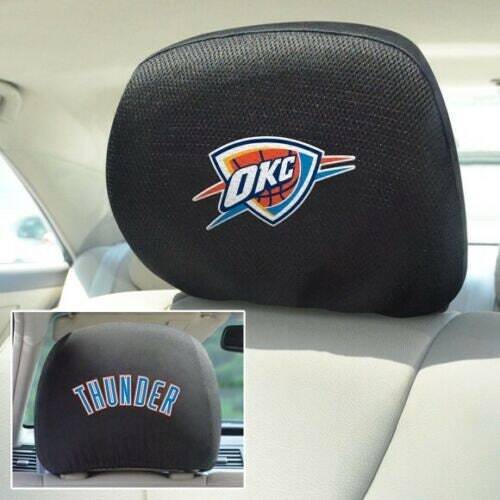 Set of 2  Oklahoma City Thunder Embroidered Headrest Covers  Mesh  Two Sided