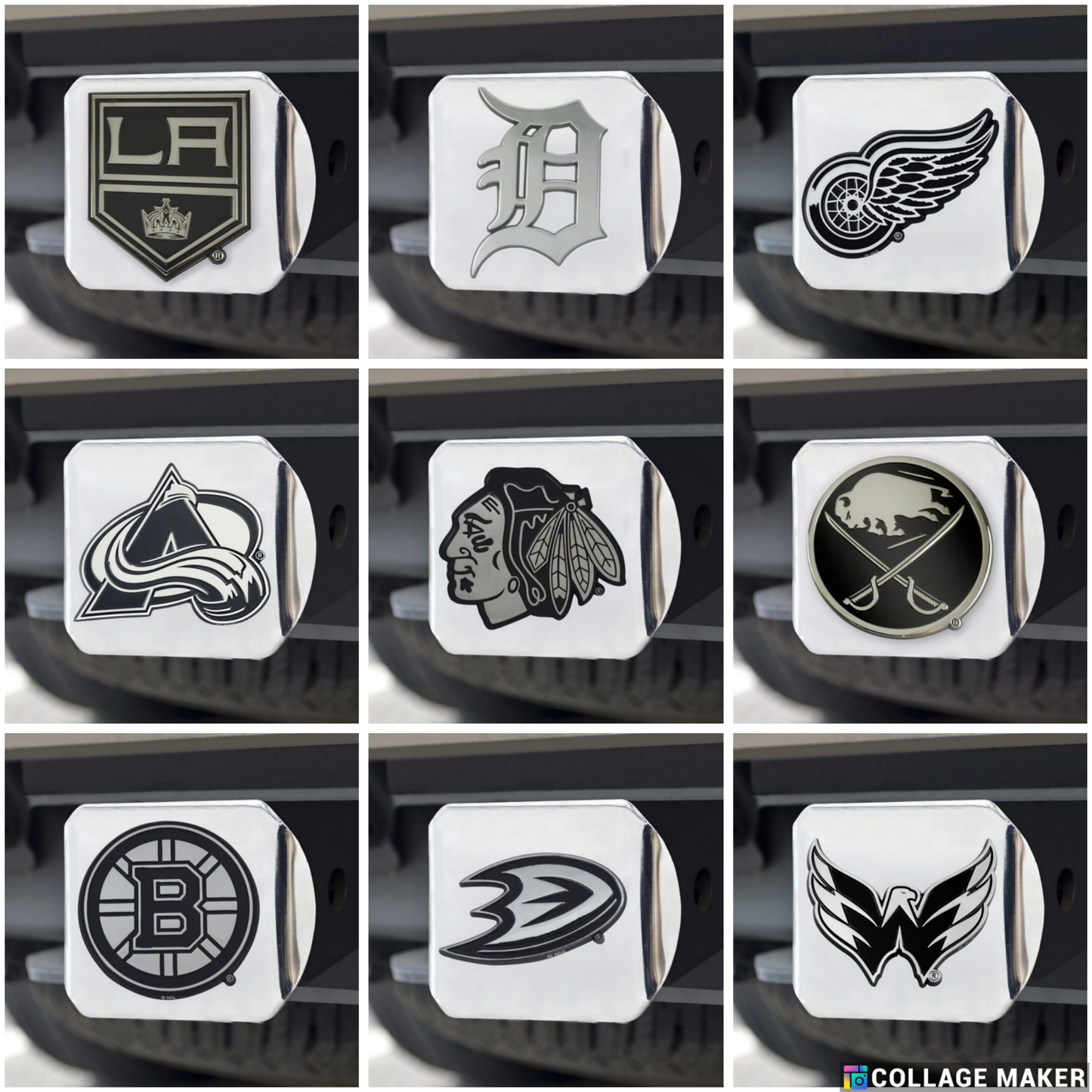 NHL Hitch Covers - Heavy Duty Chrome - 3.4" x 4" - PICK YOUR TEAM