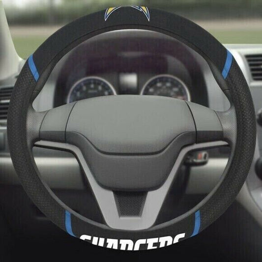 Los Angeles Chargers Embroidered Steering Wheel Covers-faux Suede & Fabric Mesh