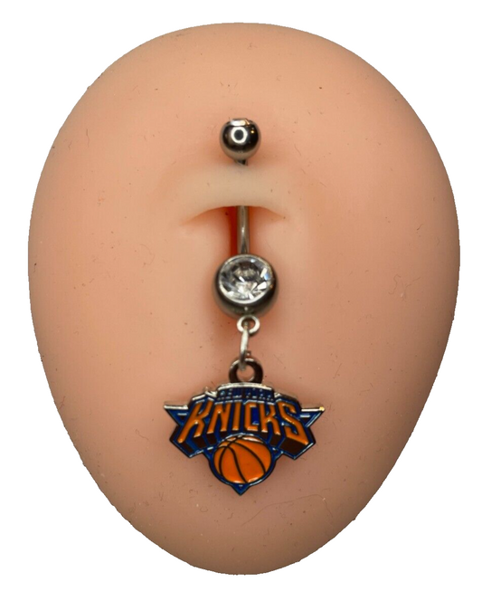 New York Knicks Double Gem Surgical Steel Navel Ring Belly Piercing