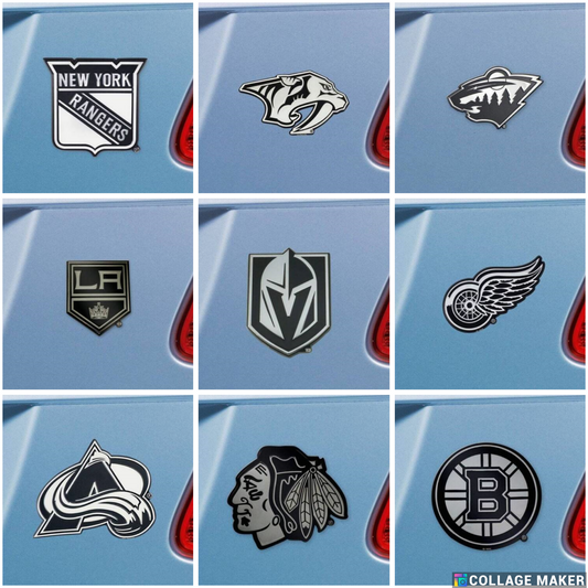 NHL CHROME METAL AUTO EMBLEMS - 3" X 3" - PICK YOUR TEAM