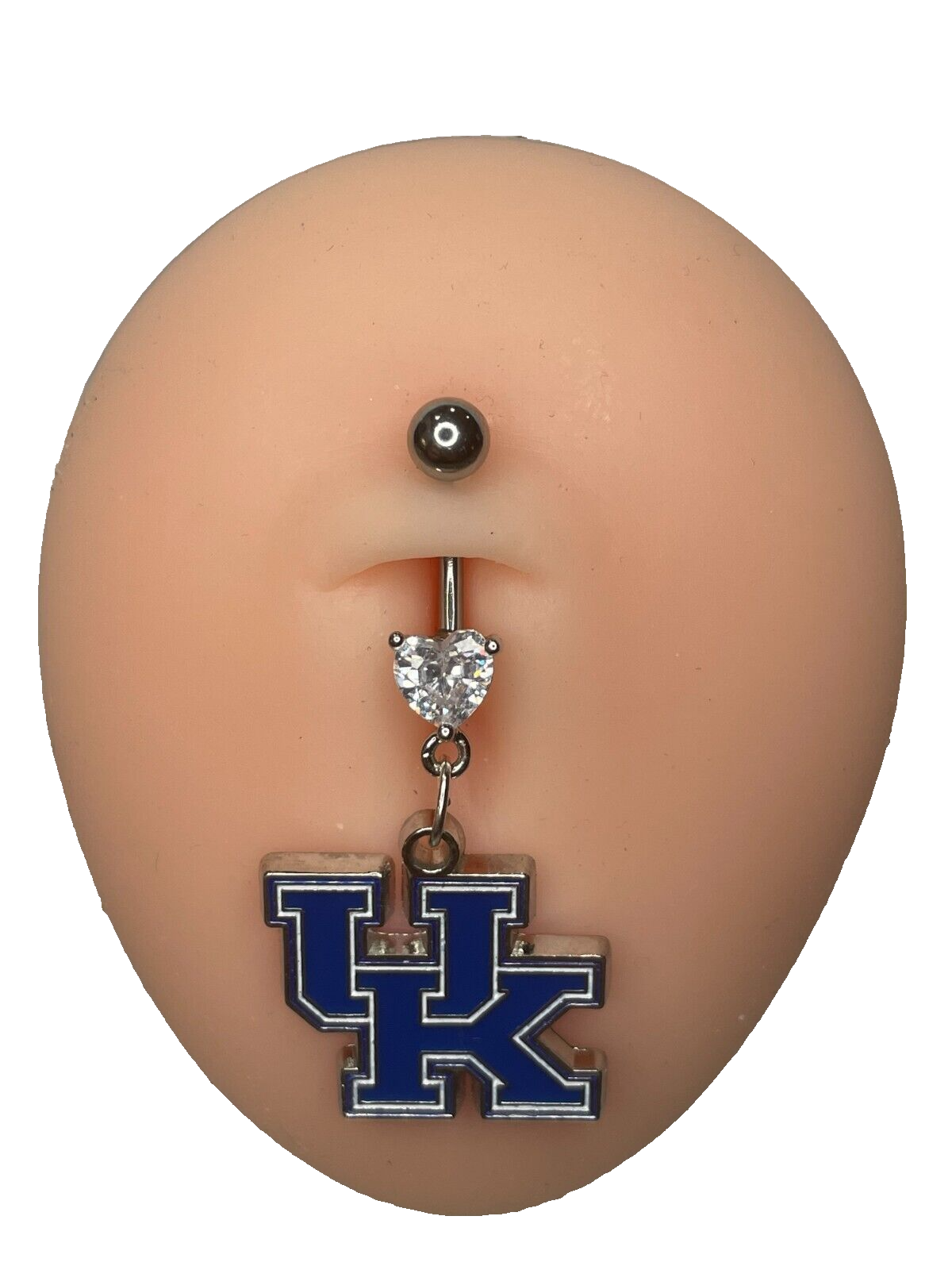 Kentucky Wildcats Heart Navel CZ Ring Belly Piercing - Hypoallergenic