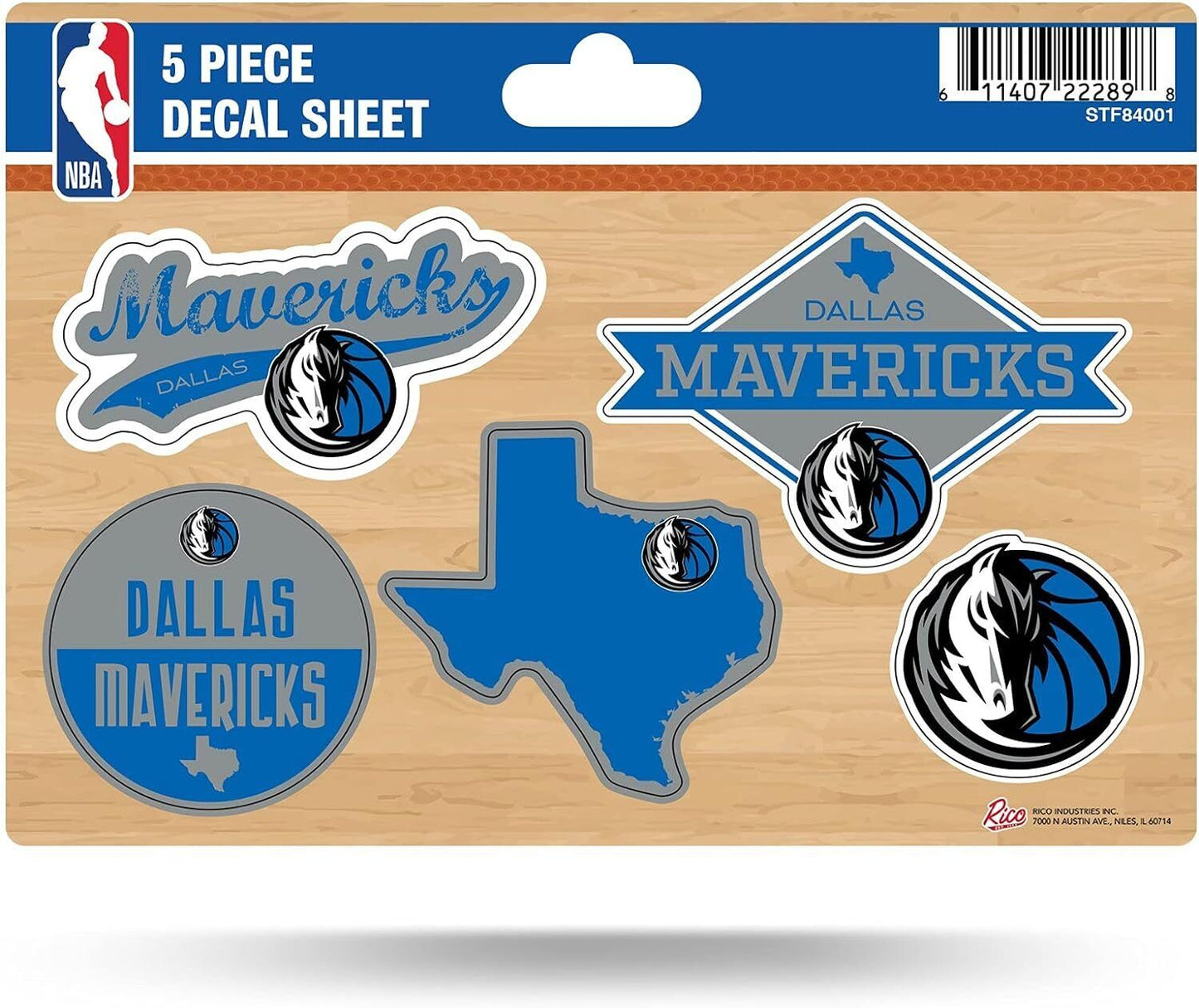 Set of 2 - Dallas Mavericks NBA 5-Pc Sticker Sheet