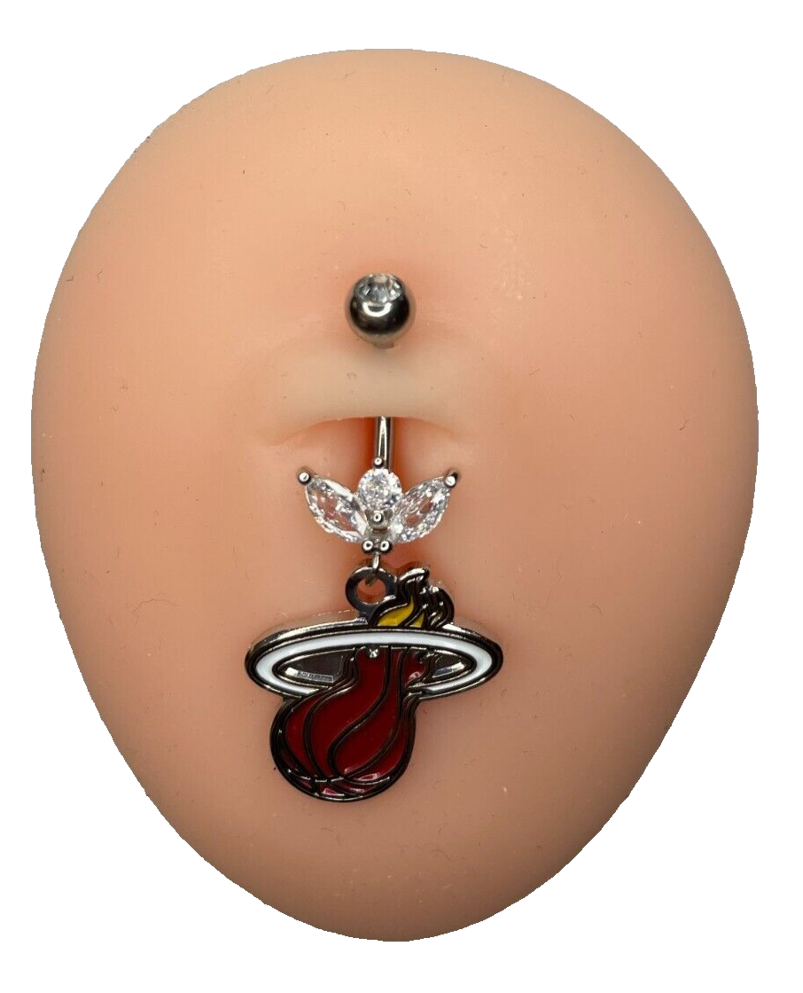 Miami Heat Steel Ring Marquise CZ Sprout Belly Piercing Hypoallergenic