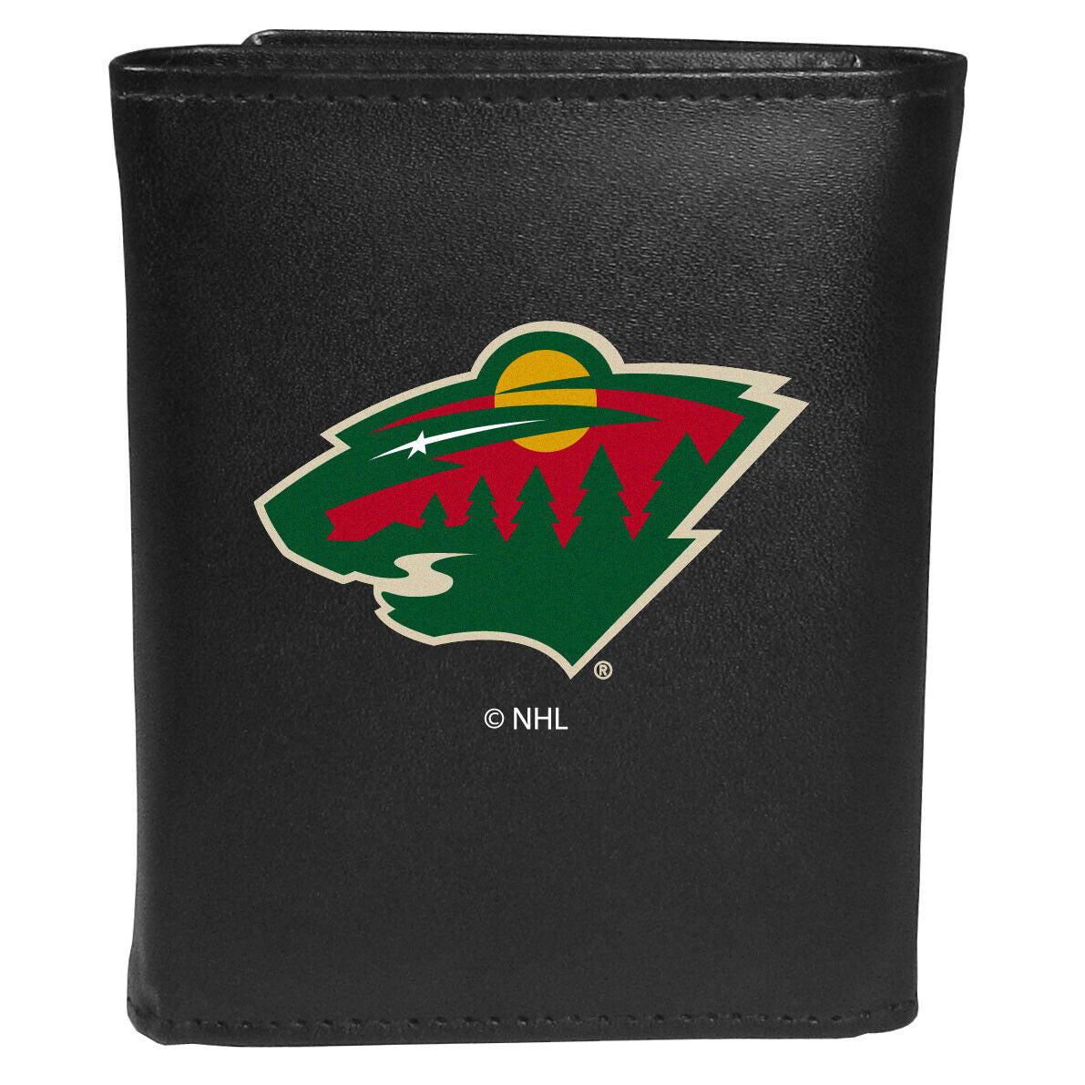 Minnesota Wild Leather Tri-fold Wallet, Large Logo