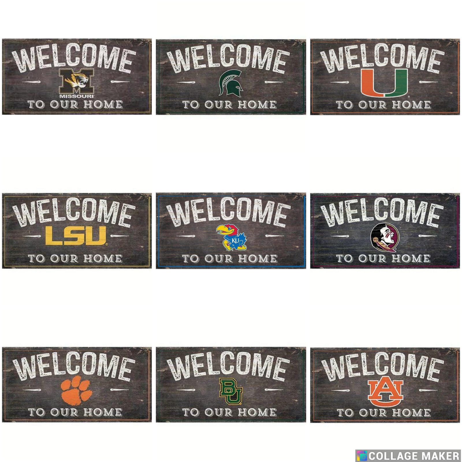 NCAA Welcome Home Wood Signs - Pick Your Team