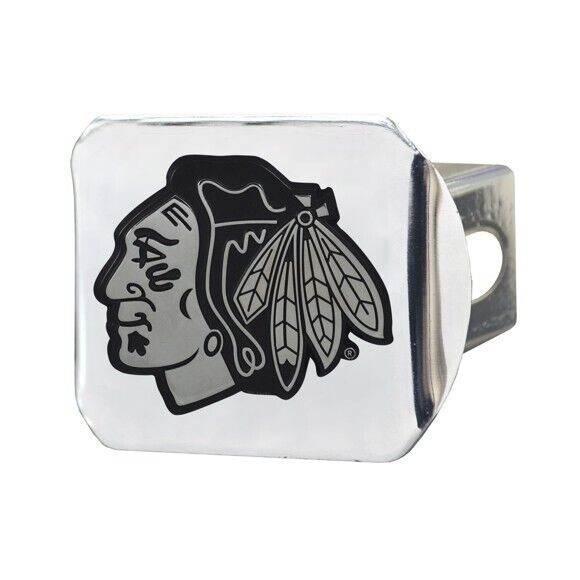 Chicago Blackhawks Hitch Cover - Heavy Duty Chrome  - 3.4" x 4"