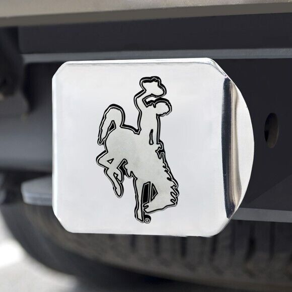 Wyoming Cowboys Hitch Cover - Heavy Duty Chrome  - 3.4" x 4"