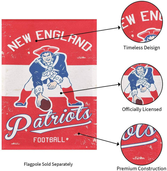 New England Patriots Double Sided Suede Team Flags 28"X44"  Vintage Look