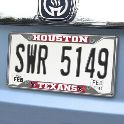 Houston Texans Metal License Plate Frames    Vibrant Colors