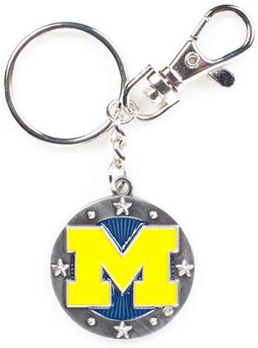 Michigan Wolverines Impact Metal Keychain Keyrings  Heavy Duty  1 1/4 inch round