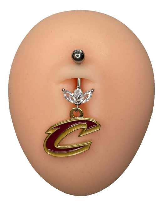 Cleveland Cavaliers Steel Ring Marquise CZ Sprout Belly Piercing  Hypoallergenic