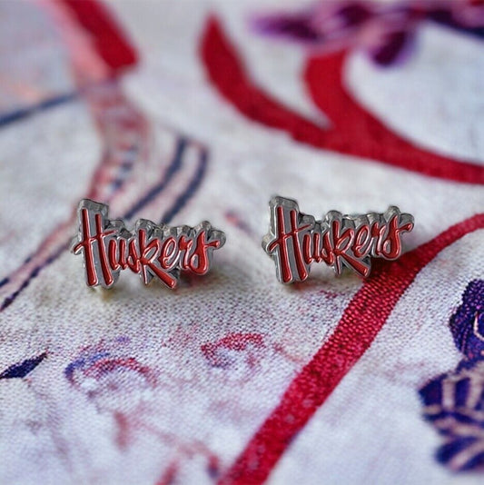 NEBRASKA CORNHUSKERS TEAM POST STUD EARRINGS