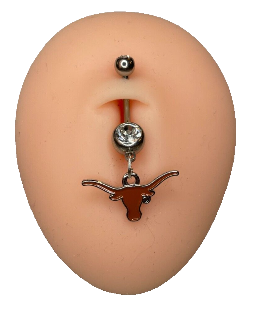 Texas Longhorns Double Gem Surgical Steel Navel Ring Belly Piercing