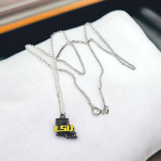 LSU TIGERS STATE DESIGN PENDANT NECKLACE