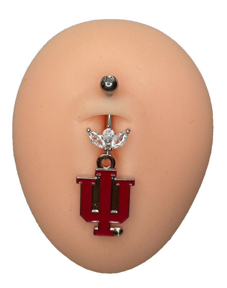 Indiana Hoosiers Steel Ring Marquise CZ Sprout Belly Piercing Hypoallergenic