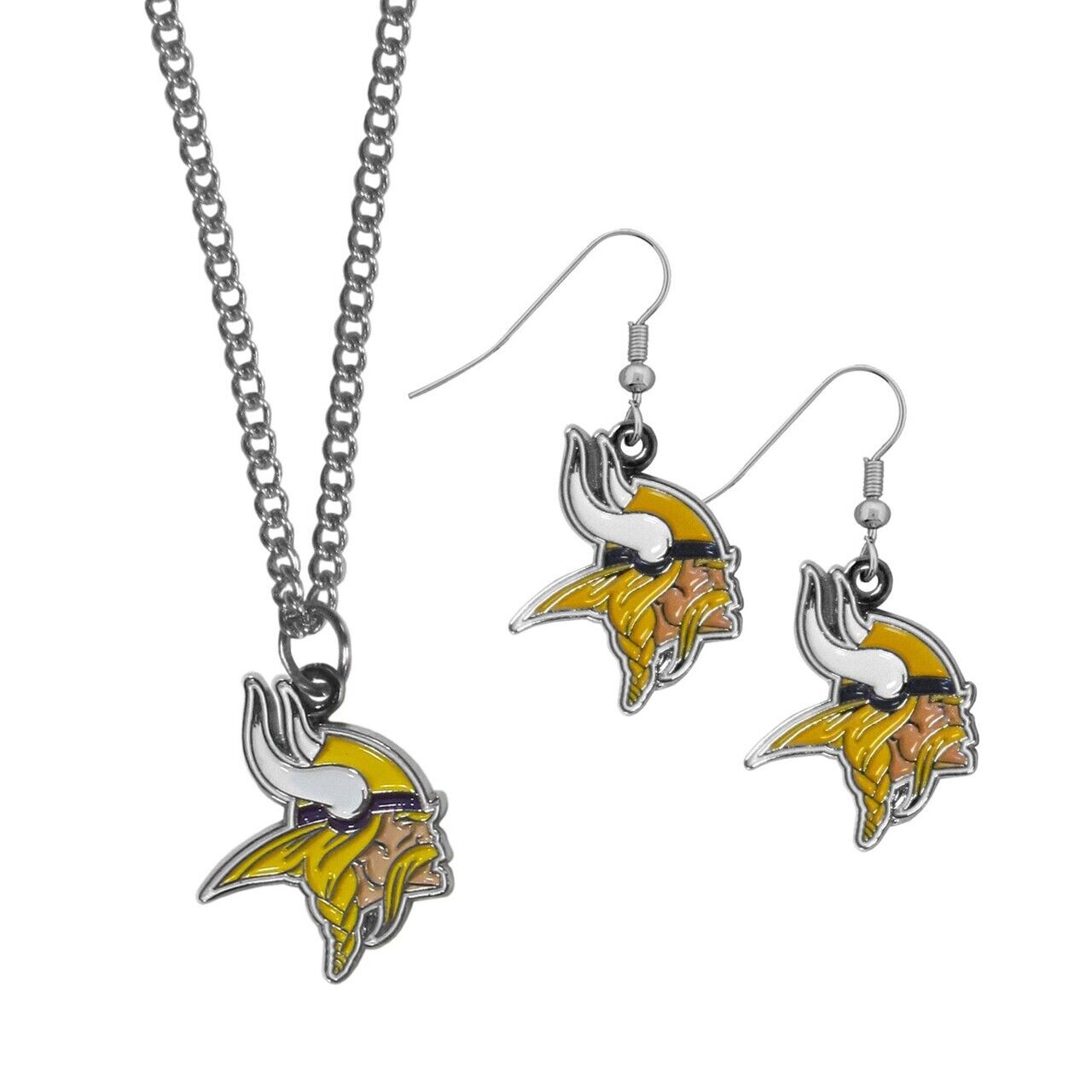 Minnesota Vikings Dangle Earrings & Necklace Set