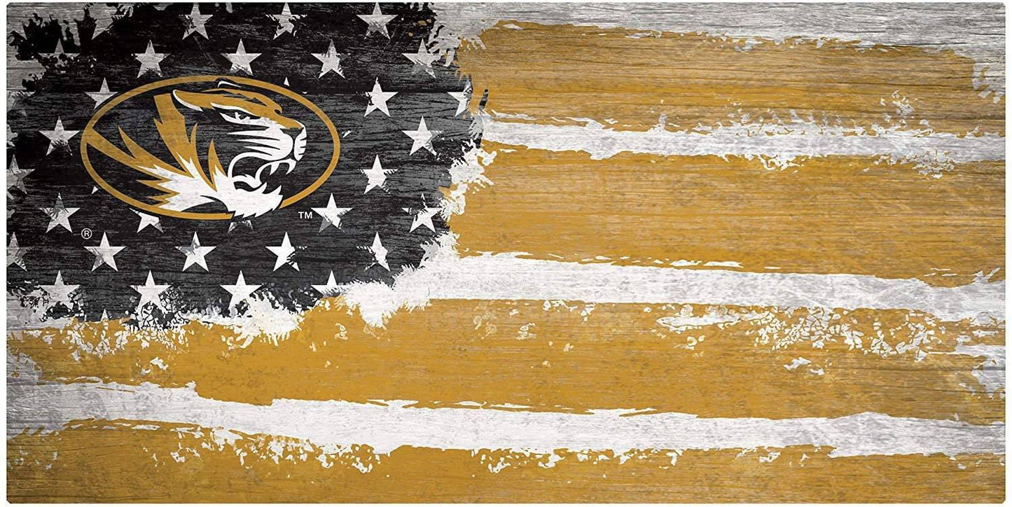 Missouri Tigers "Flag Themed" Wood Signs 6"x12"