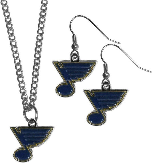 St. Louis Blues Dangle Earrings & Necklace Set