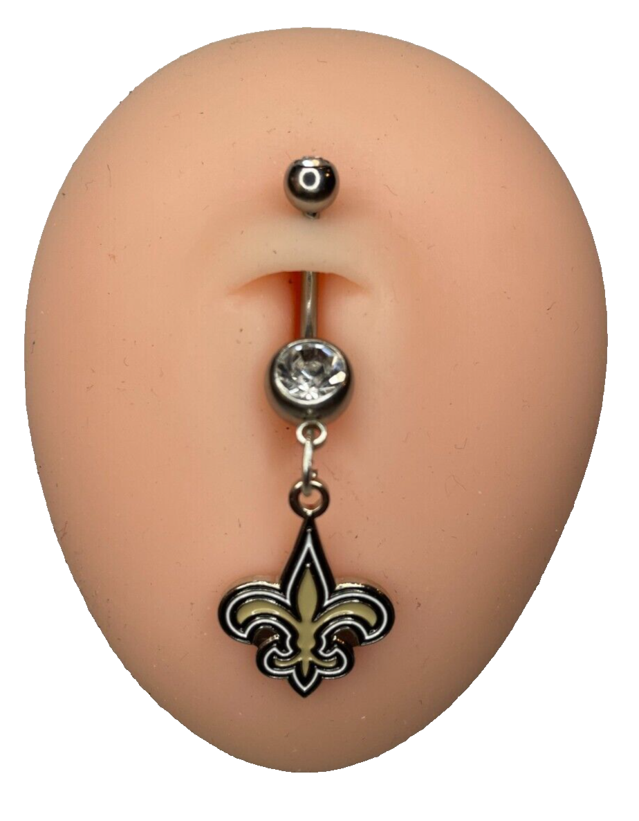 New Orleans Saints Double Gem Surgical Steel Navel Belly Ring Piercing