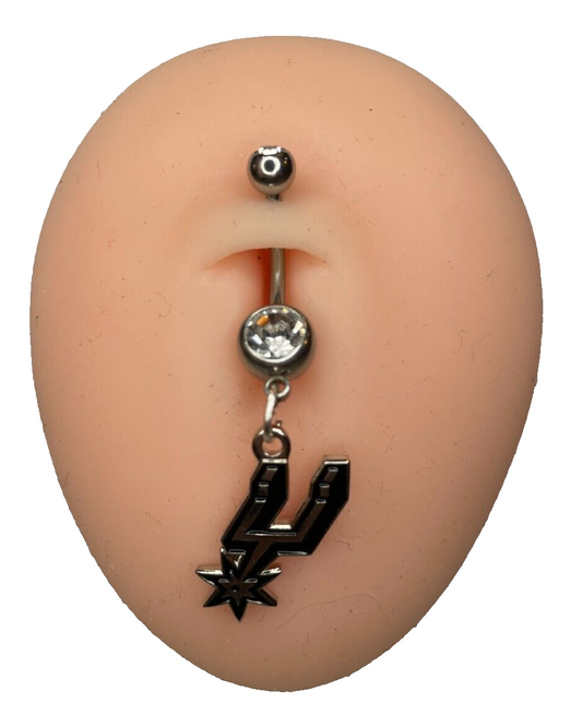 San Antonio Spurs Double Gem Surgical Steel Navel Ring Belly Piercing