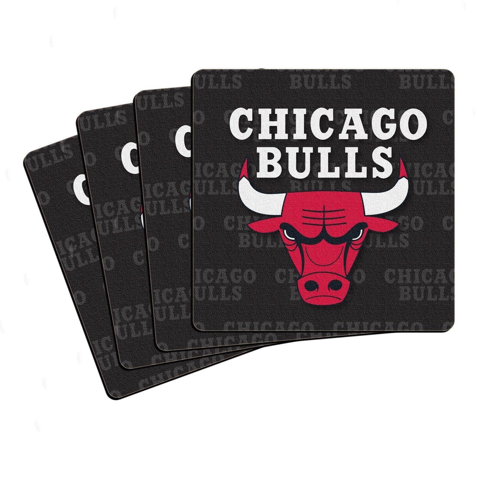 Chicago Bulls Neoprene Coasters  4" x 4"  Set of 4